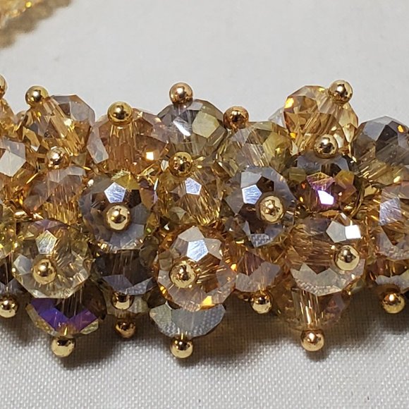 Ali khan stretch champagne/clear stones bracelet - Picture 2 of 8